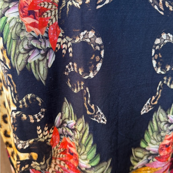 JUST CAVALLI LEOPARD SERPENT SNAKE ROSES PRINT SHEATH DRESS SZ XL - Picture 9 of 9